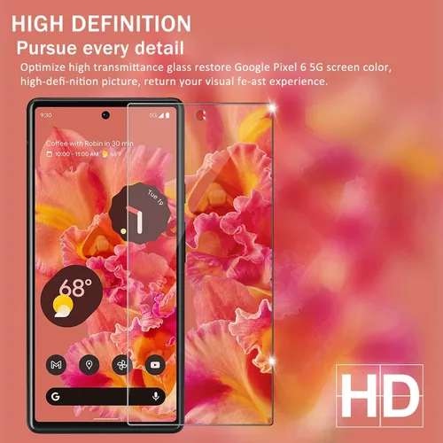 Vista 6 de Protector de pantalla para Google Pixel 6 5G + protectores de lente de cámara, [2+2 unidades] Protector de pantalla de vidrio templado de cobertura