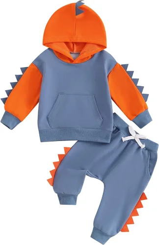 Vista 23 de Conjunto de ropa de otoño e invierno para bebé y niño, sudadera larga con capucha y pantalones para niños pequeños, 6, 12, 18, 24 meses, 2T Adorable
