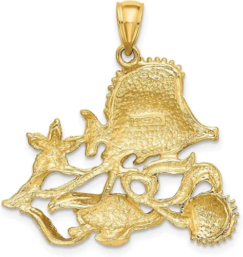 Vista 4 de Auriga Fine Jewelry Abalorio de acuario con textura pulida en oro amarillo de 14 k (L- 0.925 in, W- 1.201 in) regalo para mujer, Metal, No es una