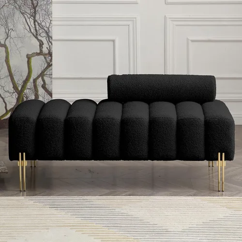 Vista 12 de NIOIIKIT Sofá biplaza moderno de 49.6 pulgadas, sofá tapizado con patas doradas y respaldo ajustable, sofás pequeños de piel sintética para Piel