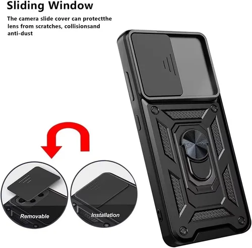Vista 3 de Funda para Galaxy A20S, Galaxy A20S, funda de TPU de grado militar + PC, [soporte integrado] diseño de doble capa resistente funda de protección