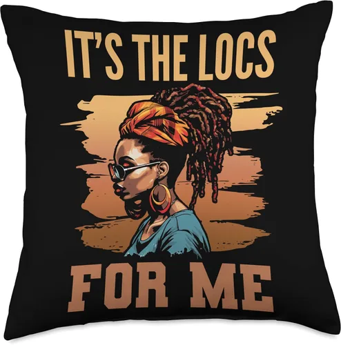 Vista 4 de Locs Afro Dreadlocks Love Natural Beauty Hair It's the Locs for Me Afro Hair Black American African Girl Throw Pillow, 16x16, Multicolor