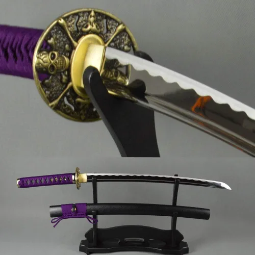 Vista 16 de Espada samurái Wakizashi hecha a mano, Katana de espiga completa, espada media, cuchillos japoneses hechos a mano listos para la batalla