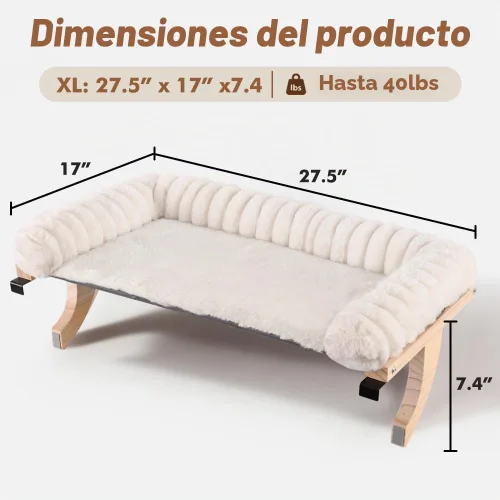 Vista 3 de Nube-Soft - Percha para ventana de gato, diseño de cremallera Blanco