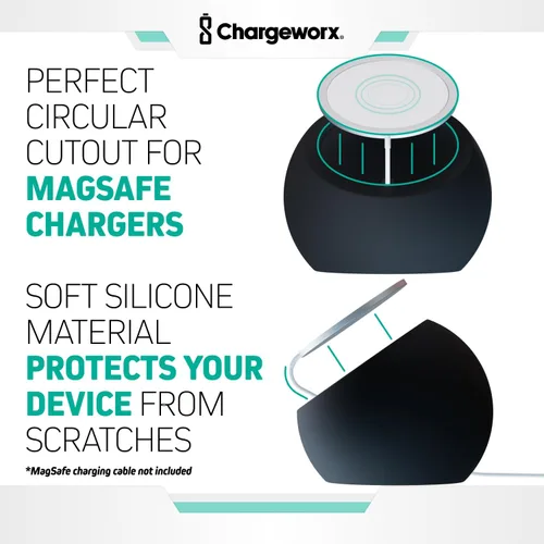 Vista 7 de CHARGEWORX Soporte de carga inalámbrico magnético compatible con Magsafe, soporte de silicona premium para iPhone 16/15/14/13/12, gestión discreta