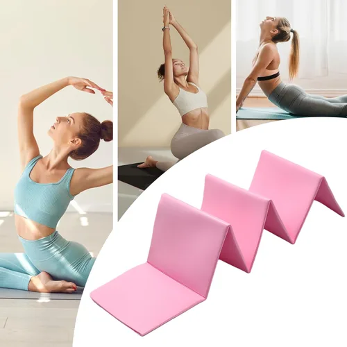 Vista 3 de Tapete de yoga plegable, almohadilla portátil de 72 x 24 pulgadas, antideslizante, tapete de fitness con correa de transporte y soporte de cojín