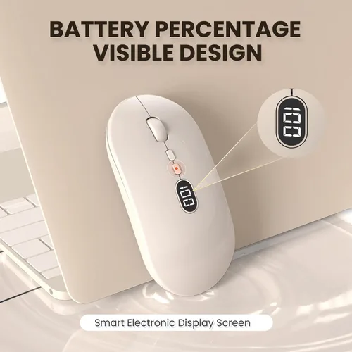 Vista 5 de MAGIC-REFINER X1 - Mouse inalámbrico para computadora portátil con nivel de batería visible, mouse USB ultra delgado portátil de 2.4G, clic