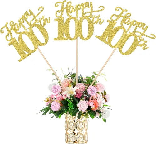 Vista 18 de Rsstarxi Paquete de 12 palitos de centro de mesa de cumpleaños número 50 para decoración de mesa de cumpleaños 50 para hombre, decoración de mesa