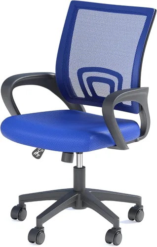 Vista 23 de Silla de oficina ergonómica, silla de escritorio de malla con respaldo medio, silla de computadora, color negro Soporte lumbar, modo oscilante