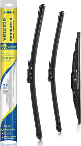 Vista 23 de Paquete de 3 plumas limpiaparabrisas delanteros y traseros para automóviles, calidad original de fábrica, 20 pulgadas, 20 pulgadas, 12 pulgadas