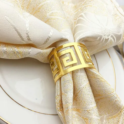 Vista 5 de 6 servilleteros dorados, servilleteros de mariposa de metal para bodas, cenas, decoraciones de mesa