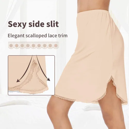 Vista 3 de MANCYFIT Media falda corta para mujer con ribete de encaje floral