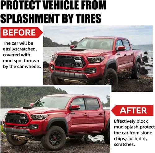 Vista 3 de Aleta de Lodo Compatible con Toyota Tacoma 2005-2015, Protectores de Salpicaduras, Protectores de Llantas (con Guardabarros), Delantero y Trasero
