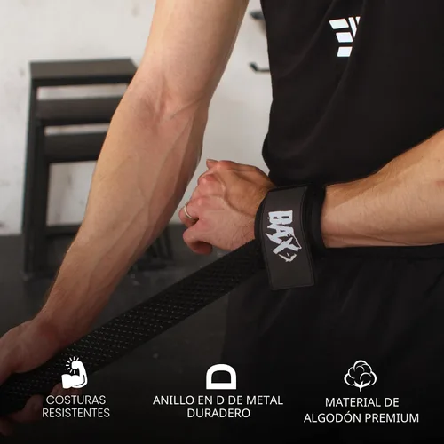 Vista 5 de Ekkovision EKKO - Correas de levantamiento de pesas con anillo en D con puños, soporte de muñeca para hombres, correas de levantamiento gruesas