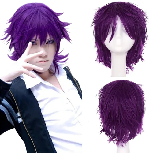 Vista 21 de S-noilite Unisex Short Cosplay Black Hair Wig Women Men Male Fluffy Straight Pixie Wigs for Cartoon Anime Comic-cons Party Halloween Costume Black