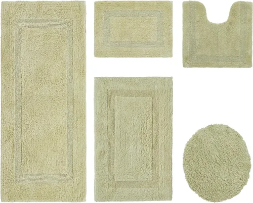 Vista 121 de Better Trends - Juego de 2 alfombras de baño 100% algodón, extra suaves, con borlas, de 17" x 24", alfombra de baño superabsorbente y reversible