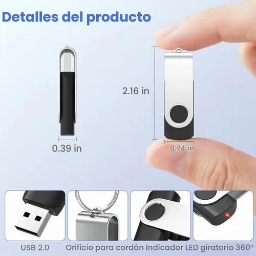Vista 5 de ABLAZE Paquete de 10 unidades flash de 128 MB, USB 2.0 con cordones