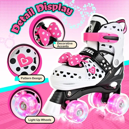 Vista 7 de Patines para niñas con lunares, color blanco, M
