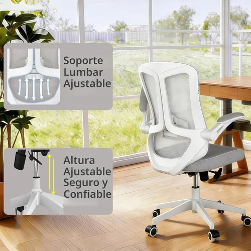 Vista 7 de Silla de oficina ergonómica, sillas de escritorio cómodas de 350 libras con soporte lumbar para espalda, sillas de computadora de malla con ruedas