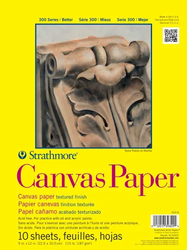 Vista 5 de Strathmore Serie 300 - Paquete de papel de lienzo, encuadernado con pegamento, 6x6 pulgadas, 10 hojas (115lb/187g) - Papel de artista para adultos