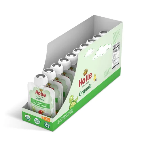 Vista 6 de Holle Bolsas de yogur orgánico de manzana y pera para bebé, 10 x 3 oz