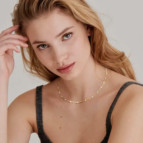 Vista 2 de Gold Dainty Choker Necklace for Women, 14k Golden Plated Satellite Bead Star CZ Cross Choker Thin Trendy Layering Discs Paperclip Necklaces