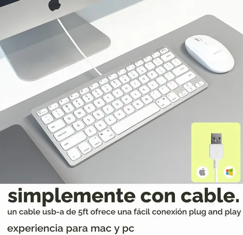 Vista 3 de Macally Pequeño teclado con cable para Mac y Windows - 78 teclas de interruptor de tijera compatible con el teclado Apple - Mini teclado USB que