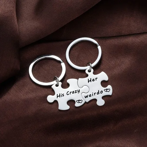 Vista 5 de YEEQIN Juego de 2 llaveros para parejas, regalos para parejas, novios, joyería personalizada para parejas, regalo para novios, novias, amantes