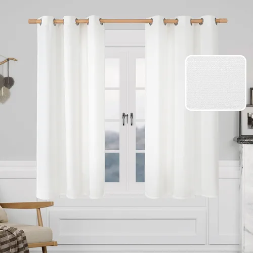 Vista 19 de LAMIT Cortinas de Lino Blancas Semitransparentes para Dormitorio, Paneles Filtrantes de Luz, Cortinas de Lino con Ojales de Protección de Privacidad