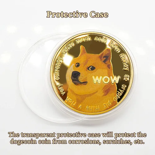 Vista 4 de Colección de monedas Dogecoin, moneda virtual de perrito, moneda Shiba Inu chapada en oro y plata conmemorativa Ccoin