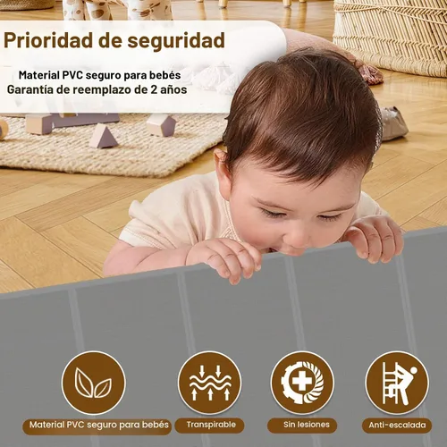 Vista 3 de Miumoon - Puertas retráctiles reforzadas de 200 pulgadas para bebé, 42 pulgadas de alto Gris