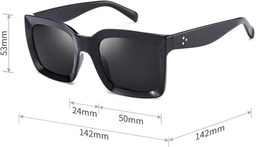 Vista 6 de mosanana Gafas de sol cuadradas para mujer con estilo moderno MS51805