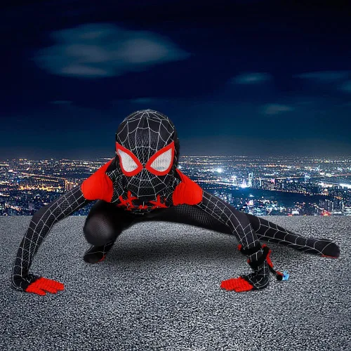 Vista 4 de HEYIYI Disfraz de superhéroe de elastano para niños, tela de licra, trajes de Cospaly, tela de lycra