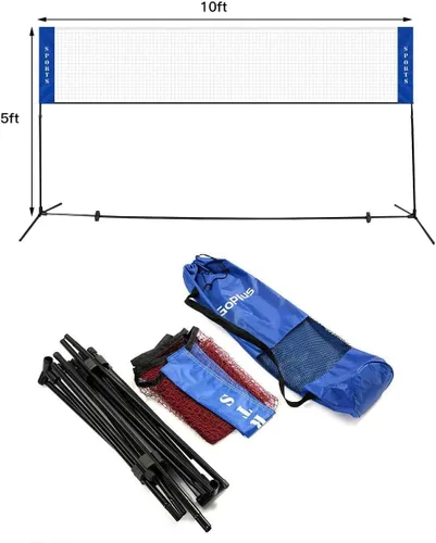 Vista 3 de LDAILY Juego de red de bádminton portátil de 10 pies, juego deportivo para bádminton, tenis, voleibol, red de entrenamiento con soporte