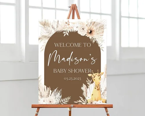 Vista 10 de Letrero de bienvenida de safari para baby shower, plantilla de cartel de baby shower, baby shower de género neutro, letrero editable de baby shower