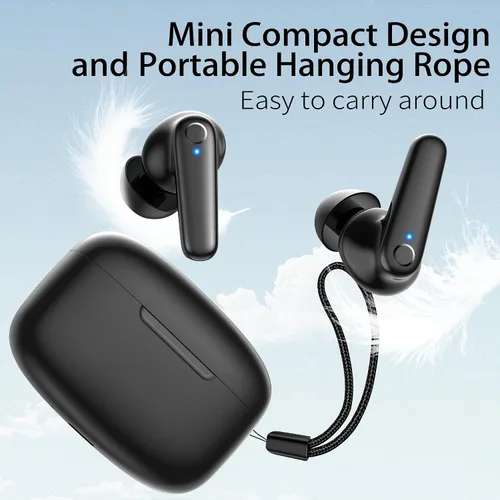 Vista 6 de Redpepper - Auriculares inalámbricos Bluetooth 5.3 60H de tiempo de uso. Auriculares con graves profundos y llamada clara. Con micrófono Negro
