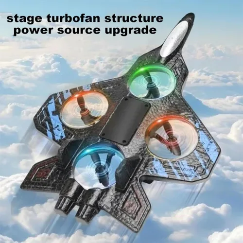 Vista 6 de Nuevo juguete RC Stunt Fighter Jet 2026 para niños con giros de 360° y luces LED, avión de control remoto de espuma, avión RC para niños y adultos