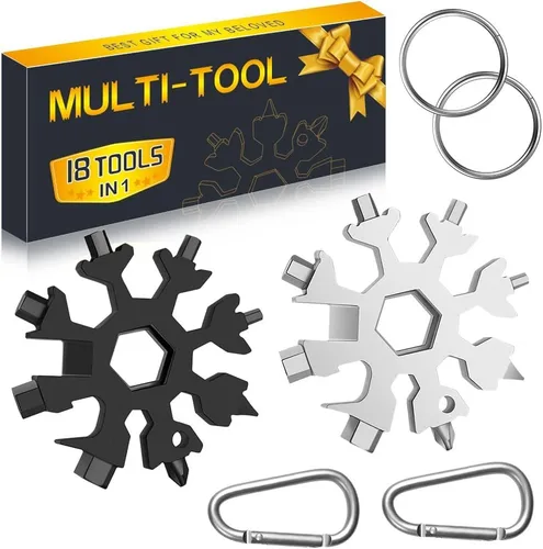 Vista 11 de Regalos de Navidad multiherramienta 18 en 1 con copos de nieve para hombres, paquete de 2 herramientas múltiples para papá de parte de hija hijo