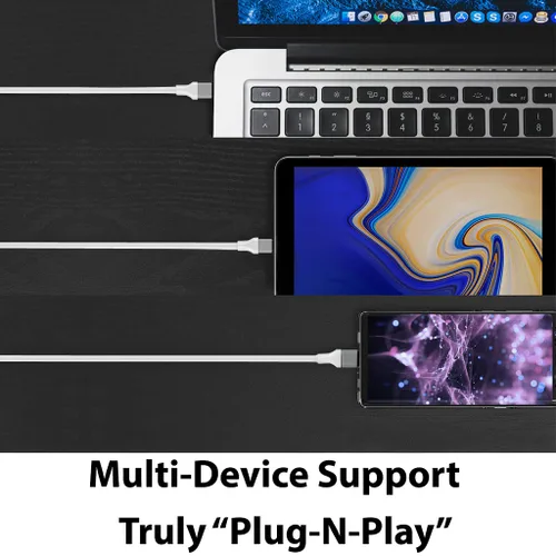 Vista 4 de Cable HDMI USB-C/PD 4K compatible con Nothing Ear 1 con cable completo de 2160 p@30 Hz, 6 pies/6.6 ft [blanco, compatible con Thunderbolt 3]