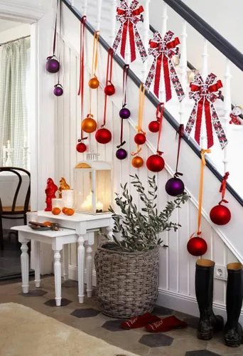 Vista 5 de Lazo de Navidad grande para corona, lazos de corona de Navidad a cuadros rojos y negros para puerta delantera, coronas decorativas de terciopelo