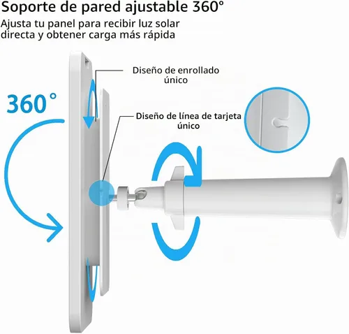 Vista 5 de Carga de panel solar de 4 W compatible solo con cámara de seguridad SimpliSafe para exteriores, con cable de carga micro USB impermeable de 13.1