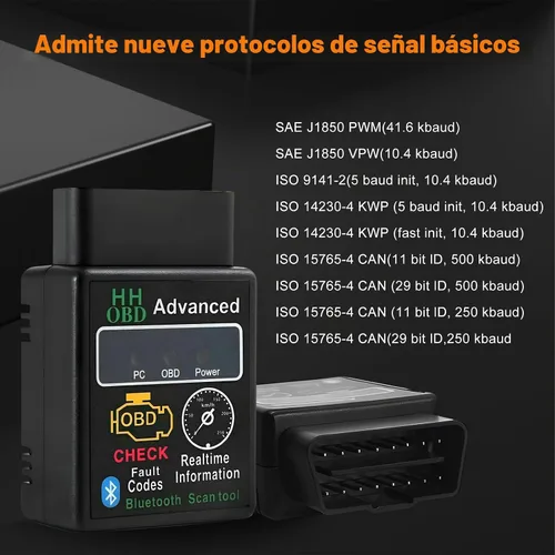 Vista 4 de Escáner Bluetooth OBD2 para automóvil, herramienta de escaneo OBDII inalámbrico, lector de código de diagnóstico de motor automático, probador 1pcs