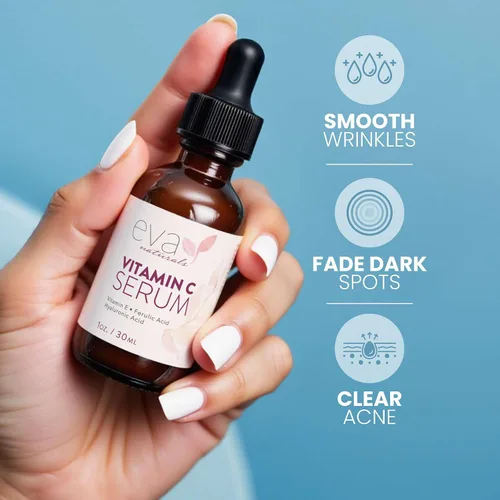 Vista 2 de Suero de vitamina C al 20% para la cara, suero facial de vitamina C pura para arrugas, acné, piel seca y manchas oscuras, suero facial de vitamina C