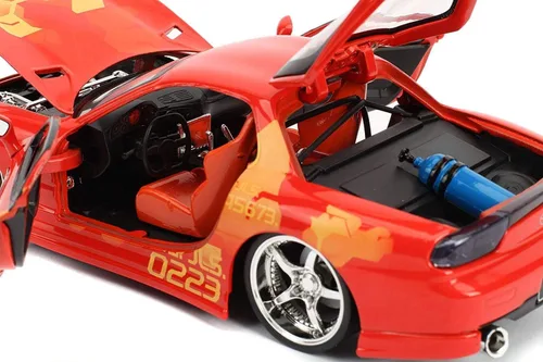 Vista 5 de Jada Toys Fast & Furious 1:24 Orange JLS Mazda RX-7 - Coche fundido a presión, juguetes para niños y adultos (30747)