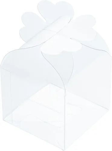 Vista 2 de Restaurantware - Cajas de recuerdo de boda de 2.8 x 2.4 pulgadas, 100 cajas de dulces transparentes con parte superior de trébol. Para bodas, baby