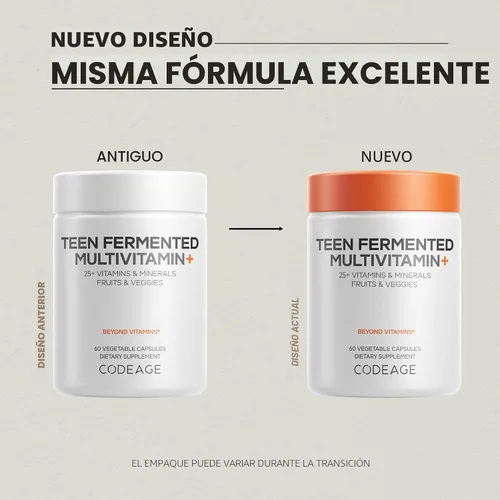 Vista 3 de Suplemento Multivitamínico para Adolescentes Codeage – Vitaminas y Minerales Diarios para Chicos y Chicas Adolescentes – Fórmula Orgánica