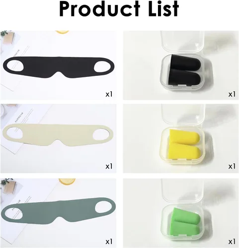 Vista 5 de FRESHME 3 piezas de antifaz para dormir sobre la oreja, fina y ligera, antifaz con cintas elásticas para las orejas, para hombres, mujeres, parejas