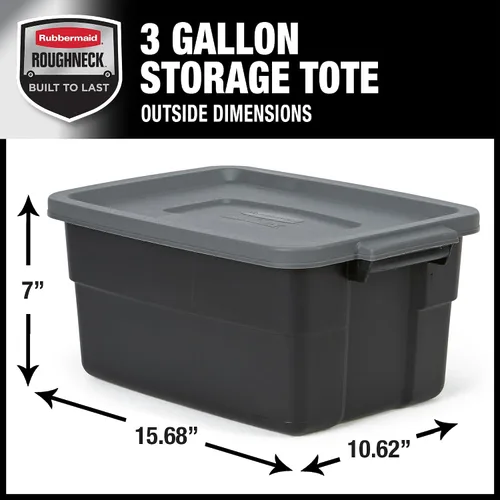 Vista 2 de Rubbermaid Paquete de 6 Contenedores Resistentes y Duraderos de 3 GAL para Almacenamiento con Tapas a Presión y Asas, Contenedores de Almacenamiento