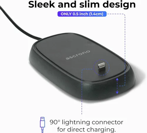 Vista 6 de Ascrono - Estación de carga compatible con Apple Magic Mouse 2 - Negro - Accesorios perfectos Utilizable como base de carga, soporte y cargador