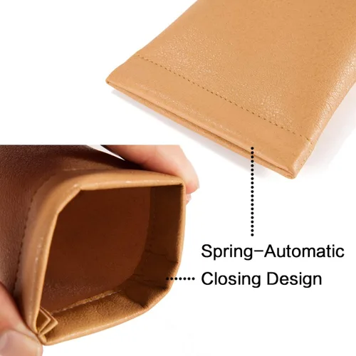Vista 4 de TRIUMPH VISION Bolsa de cuero para lentes de sol, paquete de 3 soportes para gafas de almacenamiento de resorte